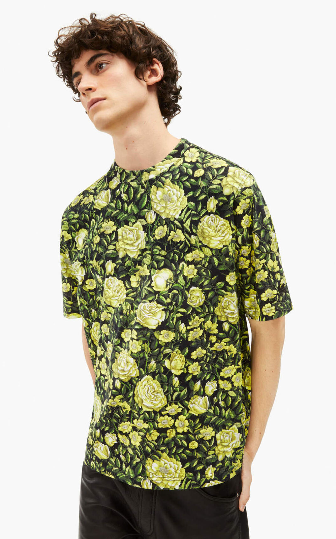 Camiseta Kenzo Botanical Rose oversize Masculino - Pretas | 809TIUDWL